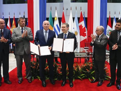 Representantes do Mercosul e do Canad&aacute; assinam ata de negocia&ccedil;&atilde;o de acordo de livre com&eacute;rcio. 