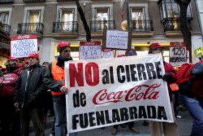 Trabajadores de Coca Cola durante la huelga celebrada en Madrid en la primera semana de febrero.