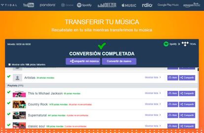 Desde aquí puedes convertir playlist Spotify a otras plataformas