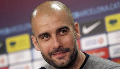 Josep Guardiola, durante la rueda de prensa.