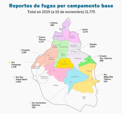 Mapa de fugas de Ciudad de México.