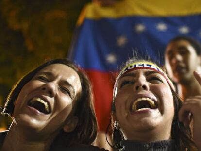 Oposicionistas comemoram em Caracas.