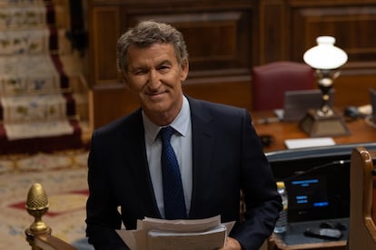 Alberto Núñez Feijóo, durante el pleno extraordinario en el Congreso de los Diputados, el 9 de julio.