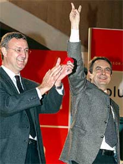 José Luis Rodríguez Zapatero y Jesús Caldera, ayer en Salamanca.