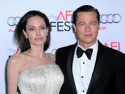 Angelina Jolie y Brad Pitt, en el estreno de 'Frente al mar', el 5 de noviembre de 2015, en Hollywood (California).