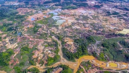 Una zona boscosa afectada por la minería ilegal, en Bajo Cauca (Colombia), el 6 de marzo de 2023.