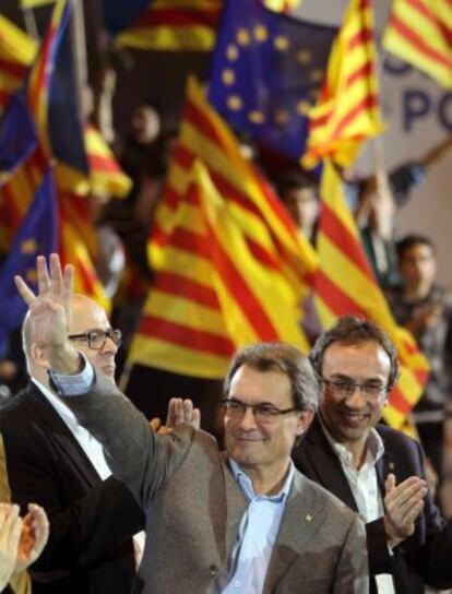 El candidato de CiU a la presidencia de la Generalitat, Artur Mas, en Sabadell (Barcelona).