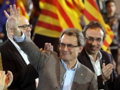 El candidato de CiU a la presidencia de la Generalitat, Artur Mas, en Sabadell (Barcelona).