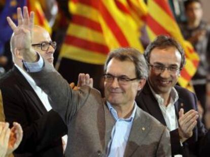 El candidato de CiU a la presidencia de la Generalitat, Artur Mas, en Sabadell (Barcelona).