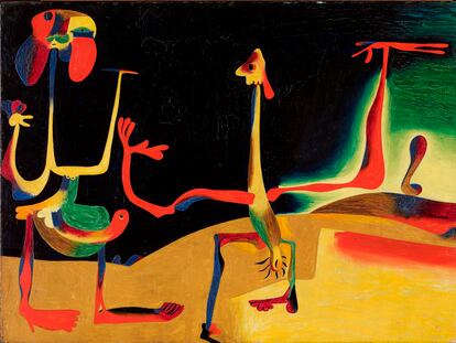 'Hombre y mujer frente a un montón de excrementos', de Joan Miró, 1935.
