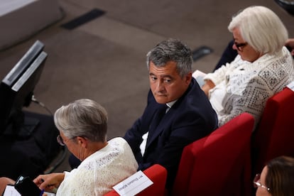 El ministro de Justicia, Gerald Darmanin, durante la conferencia de prensa en París, este lunes.