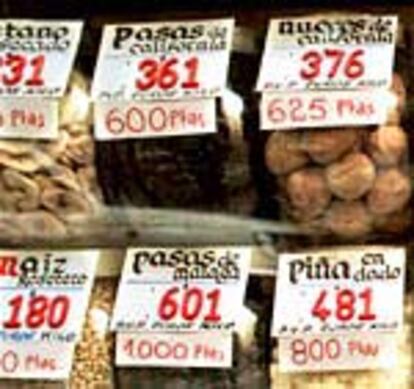 Tienda de frutos secos en Barcelona con los precios en euros.