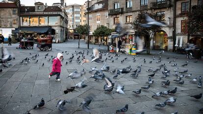 Zona peatonal en la plaza de la Ferrería de Pontevedra.