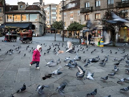 Zona peatonal en la plaza de la Ferrer&iacute;a de Pontevedra. 