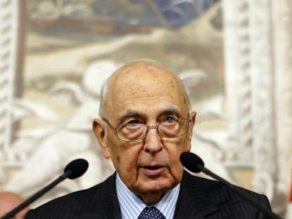 El presidente de Italia, Giorgio Napolitano, durante un encuentro con la prensa el sábado en el palacio del Quirinal