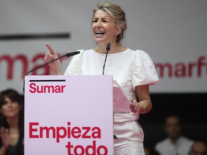 Yolanda Díaz, en la presentación de la plataforma Sumar, el día 2 en Madrid.
