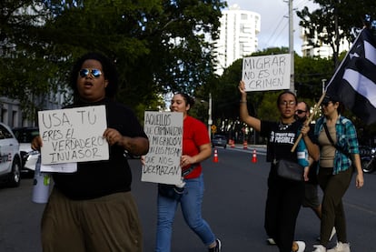 Manifestacin en Puerto Rico para protestar contra la poltica migratoria del presidente de Estados Unidos, Donald Trump.