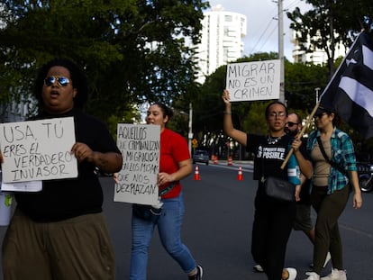 Manifestación en Puerto Rico para protestar contra la política migratoria del presidente de Estados Unidos, Donald Trump.