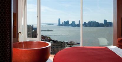 Vista del río Hudson desde una habitación del Hotel Standard.