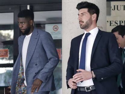 El defensa del Barcelona, Samuel Umtiti, a la salida de los Juzgados de Esplugues de Llobregat.