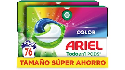 Vista del lote de cápsulas para la lavadora Ariel con descuento en Amazon.