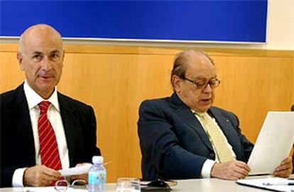 Josep Antoni Durán y Jordi Pujol, ayer, en la reunión de la ejecutiva de CiU.