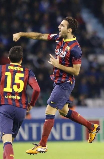 Cesc celebra el segundo gol del partido.