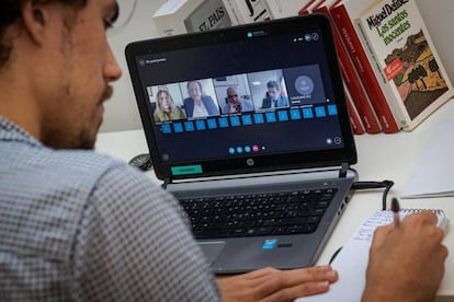 Fotografía de una audiencia telemática celebrada por un juzgado de Santander.