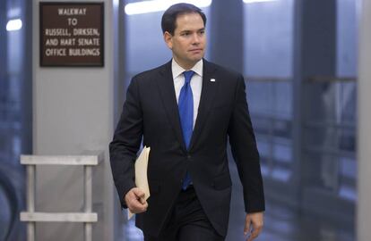 El senador republicano Marco Rubio acude a votar este miércoles.