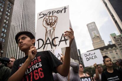 Activistas concentrados en Nueva York, el martes.