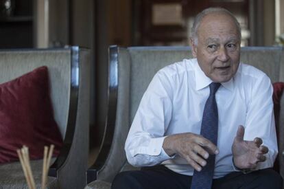 Ahmed Abul Gheit, durante la entrevista en Madrid. 