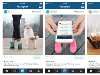 Ejemplos de los anuncios ofrecidos por Instagram en su plataforma.
