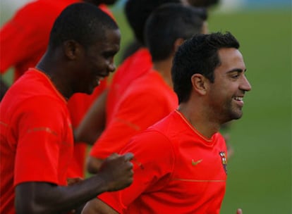 Xavi, durante un entrenamiento