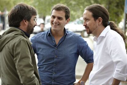 Jordi Évole, Albert Rivera y Pablo Iglesias.