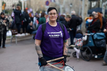 Blanca Monterrubio, en la manifestación de Barcelona.