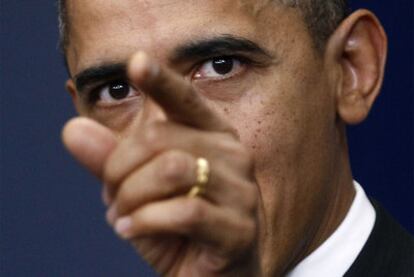 El presidente Obama, durante la conferencia de prensa de ayer en la Casa Blanca.