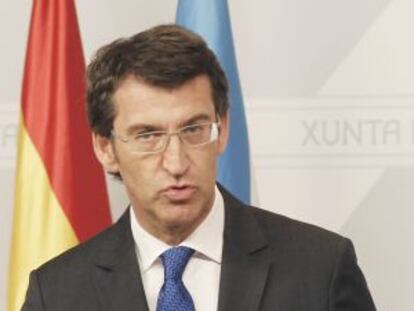 Feijóo ayer en la rueda de prensa posterior al Consello.