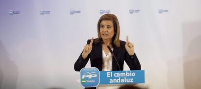 La ministra de Empleo, Fátima Báñez, durante un acto con emprendedores en Córdoba ayer. 