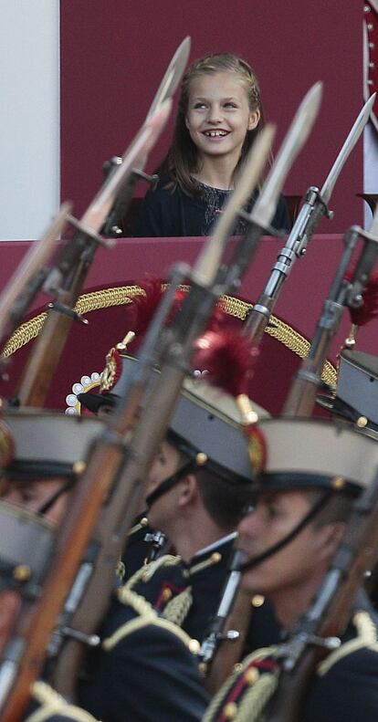 La princesa de Asturias, en su segundo año en uno de los actos oficiales del Día de la Hispanidad.