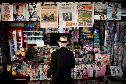 Un quiosco de prensa en Madrid.