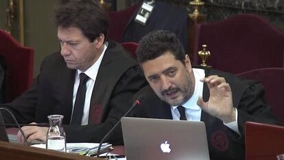 Mariano Vergés, abogado de Dolors Bassa, durante la última jornada de esta semana en el juicio del 'procés'.