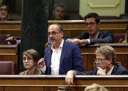 El diputat del PDeCAT, Carles Campuzano, al seu escó del Congrés aquesta setmana.