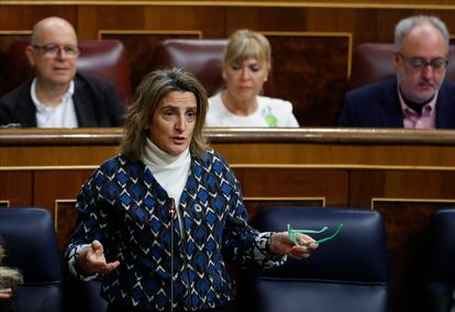 Teresa Ribera, durante una sesión de control al Gobierno en el Congreso de los Diputados el pasado 22 de diciembre.