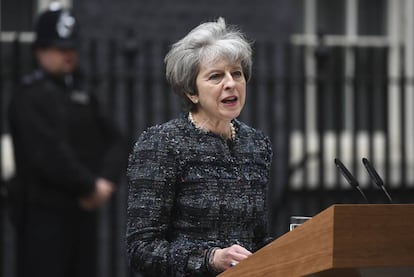 Theresa May durante uma entrevista coletiva na quarta-feira, em Londres.