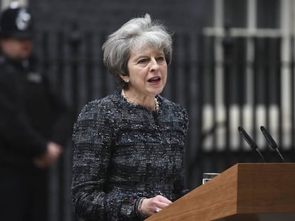 Theresa May durante uma entrevista coletiva na quarta-feira, em Londres.