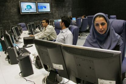 The newsroom at Press TV, Iran's English-language news channel.