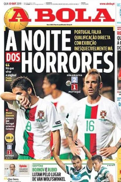 Portada del diario portugués 'A Bola'.