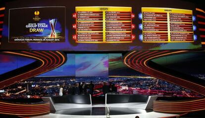 Imagen de la celebración del sorteo de la Liga Europa.