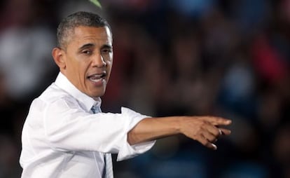 Obama en un mitin en Las Vegas, el domingo.