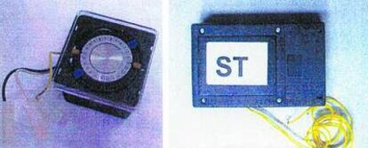 A la izquierda, el temporizador encontrado en casa de los islamistas. A la derecha, el utilizado por ETA.
